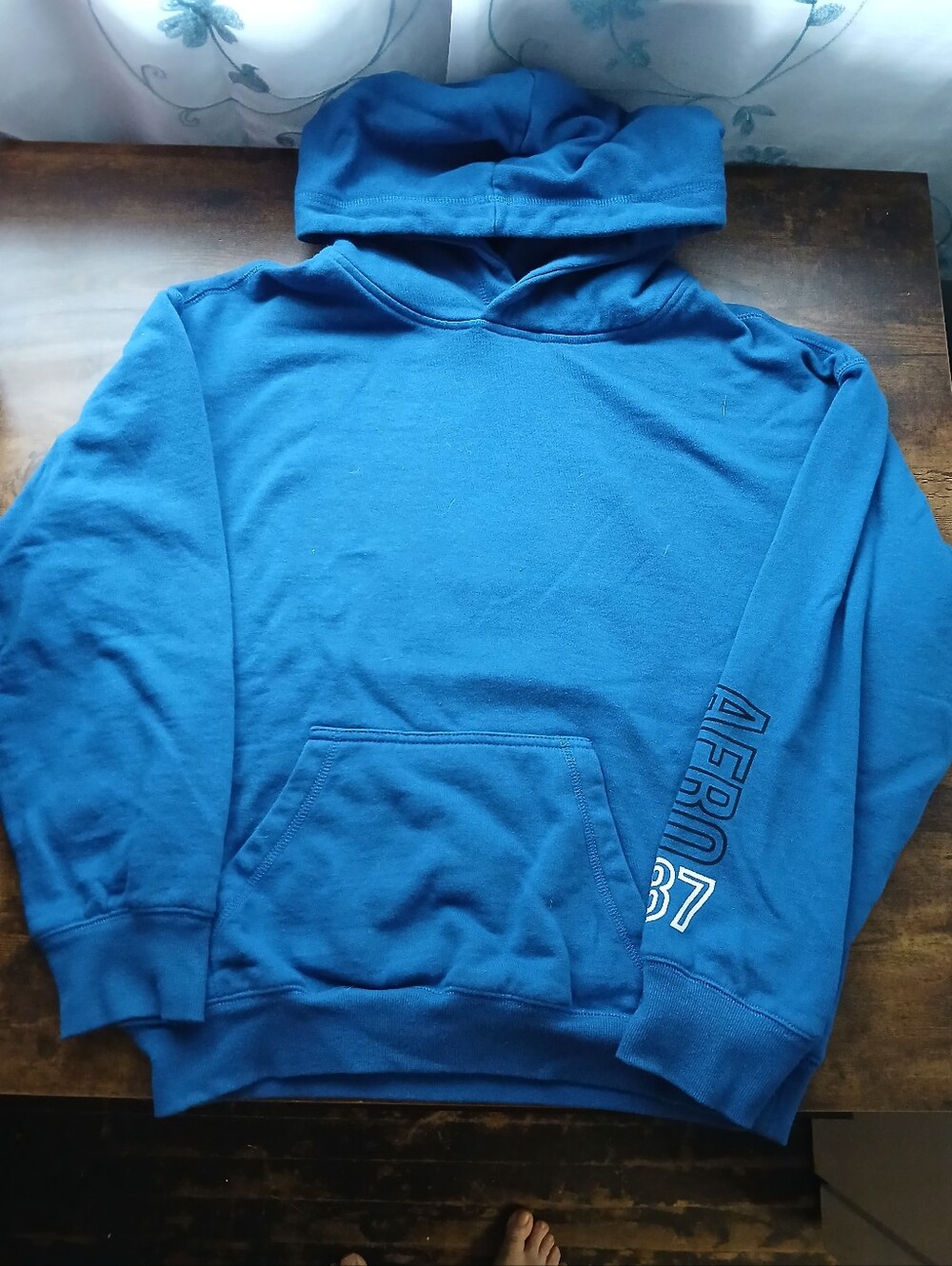 Aeropostale Blue Men's Hooded Sweatshirt with Sleeve Logo
